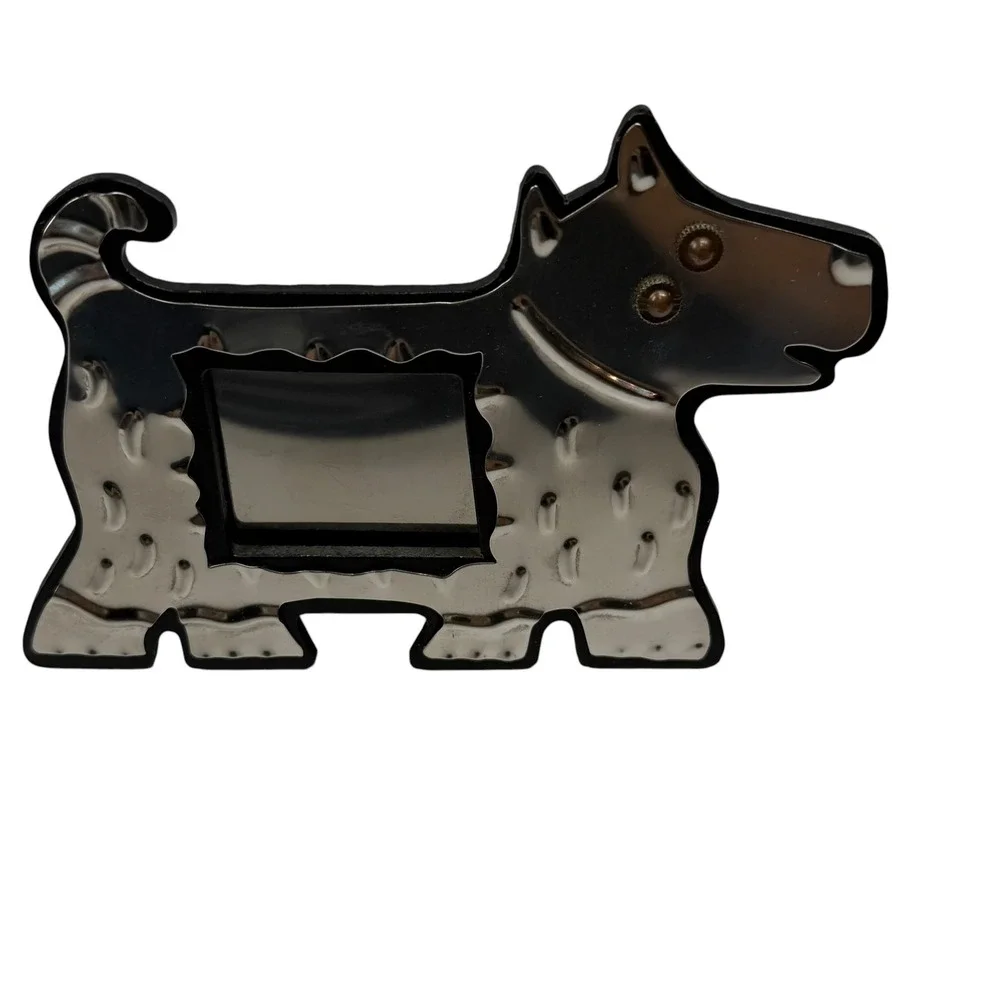 Vintage Memphis style Scottie Dog Metal Picture Frame Scottish Terrier 1980s